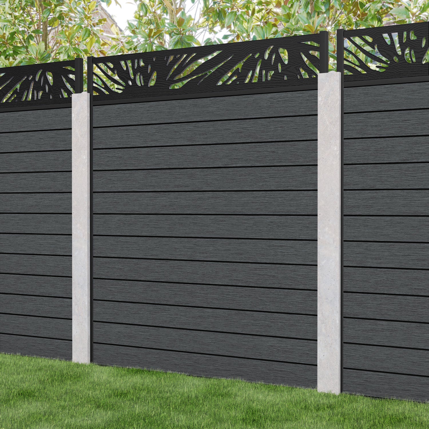 Fusion Poppy Fence Panel - Dark Grey - for existing concrete posts