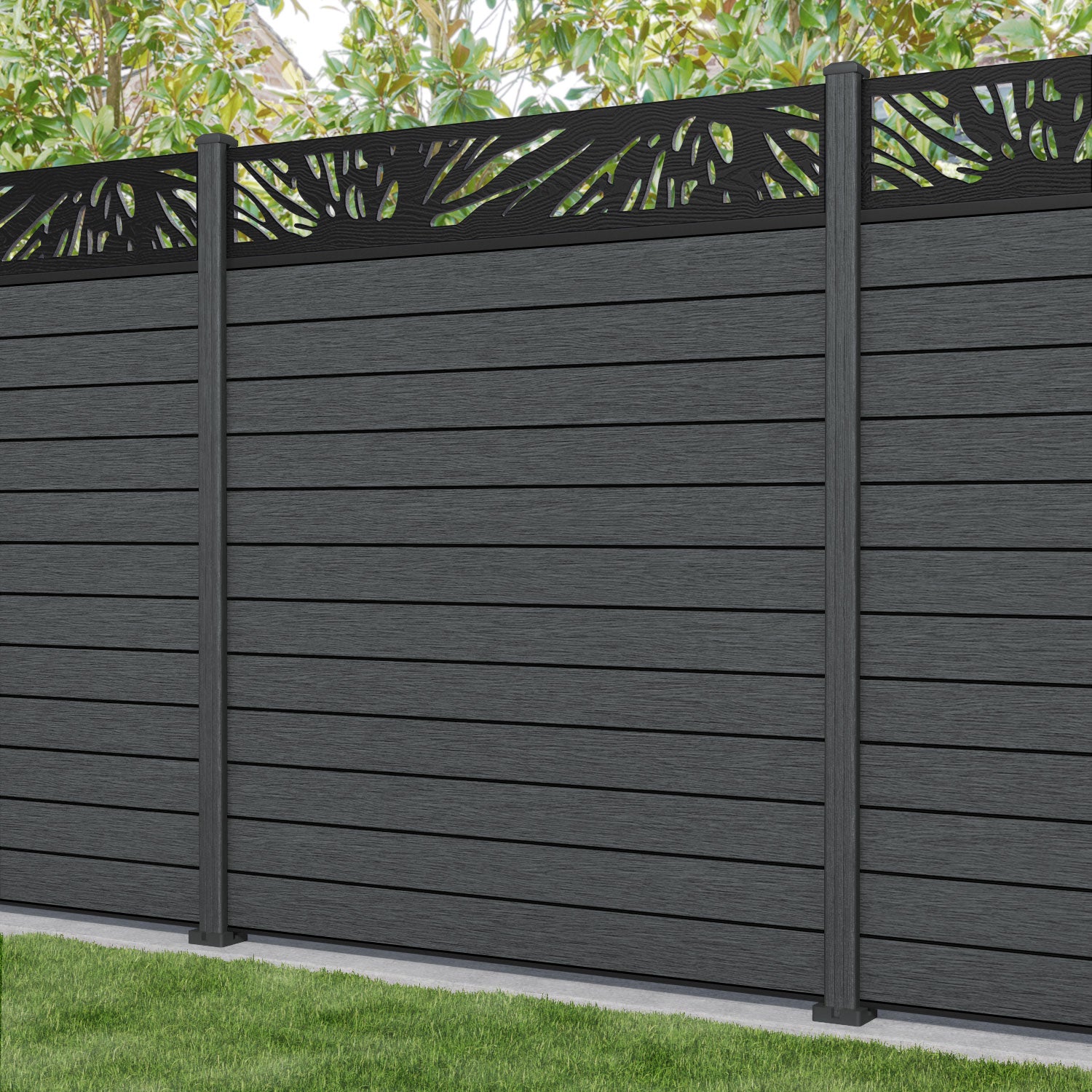 Fusion Poppy Fence Panel - Dark Grey - with our composite posts