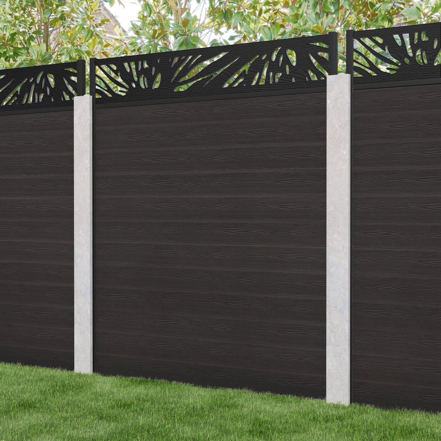Classic Poppy Fence Panel - Dark Oak - for existing concrete posts
