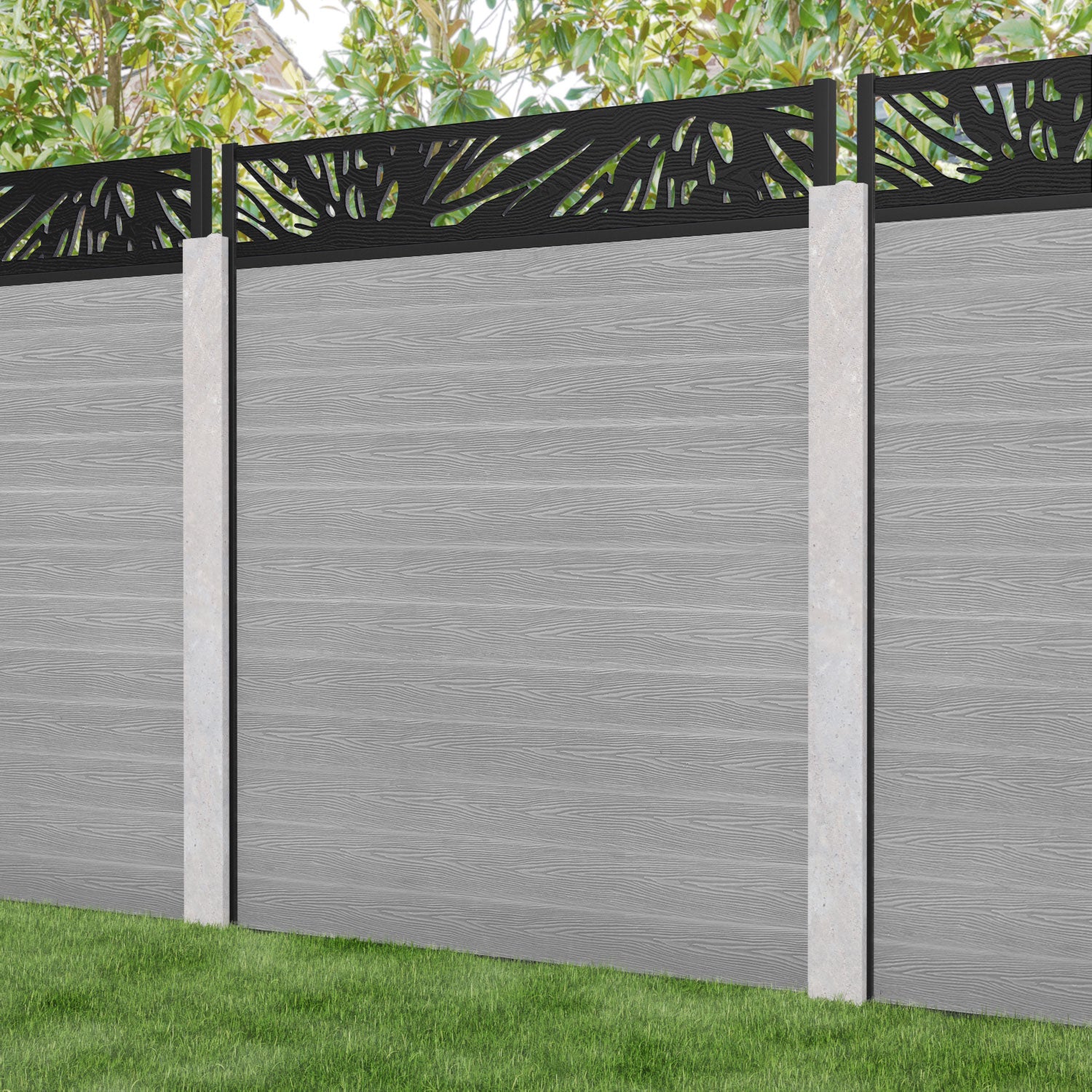 Classic Poppy Fence Panel - Light Grey - for existing concrete posts