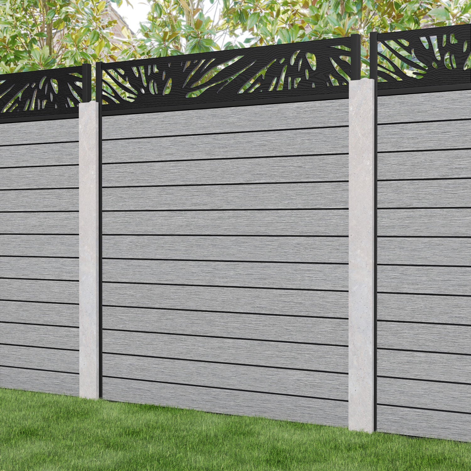 Fusion Poppy Fence Panel - Light Grey - for existing concrete posts