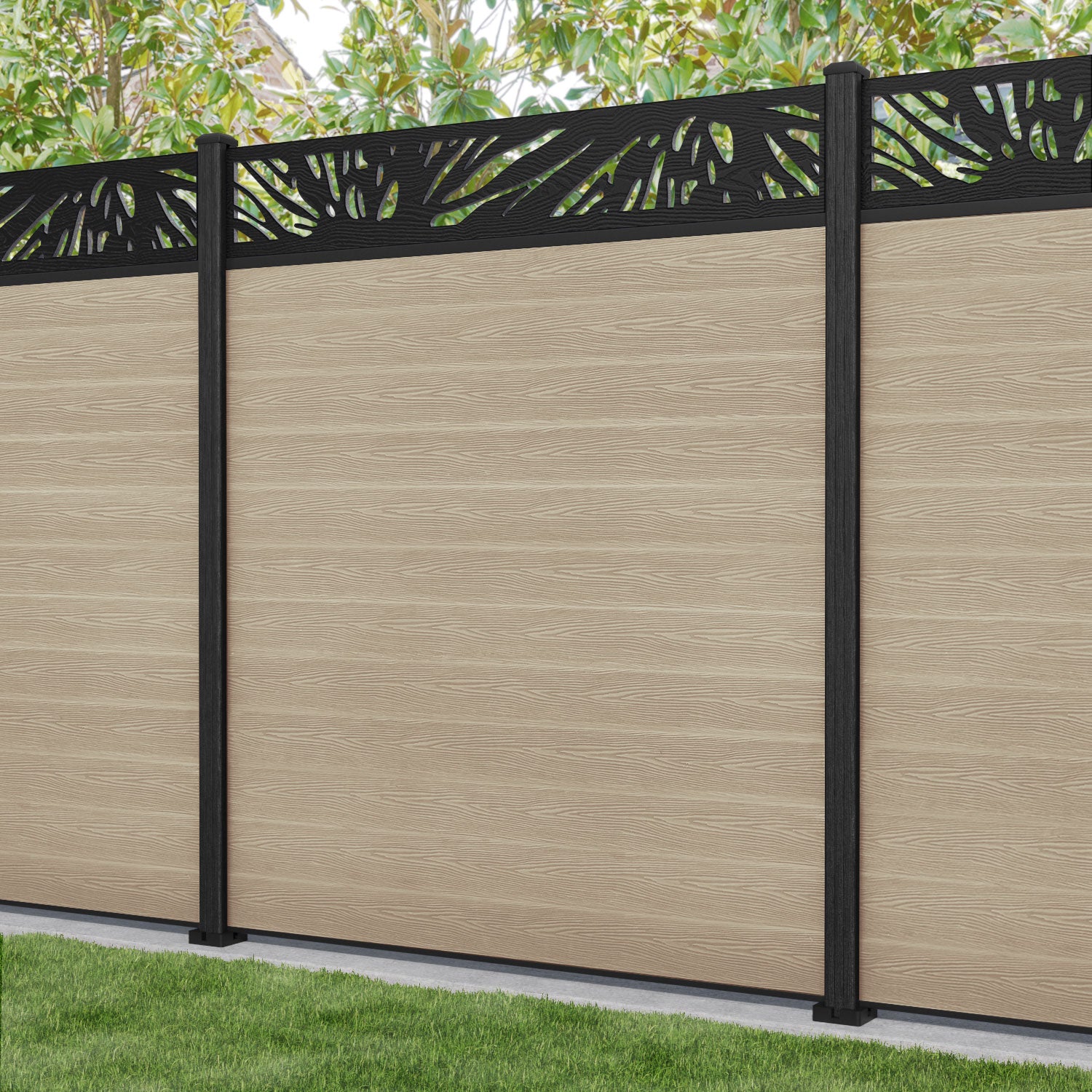 Classic Poppy Fence Panel - Light Oak - with our composite posts