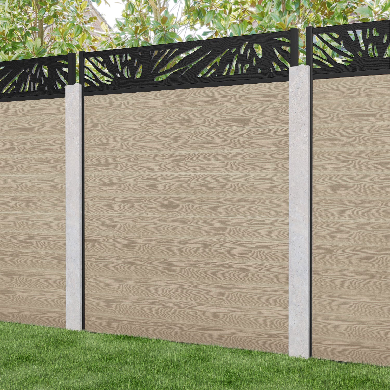 Classic Poppy Fence Panel - Light Oak - for existing concrete posts