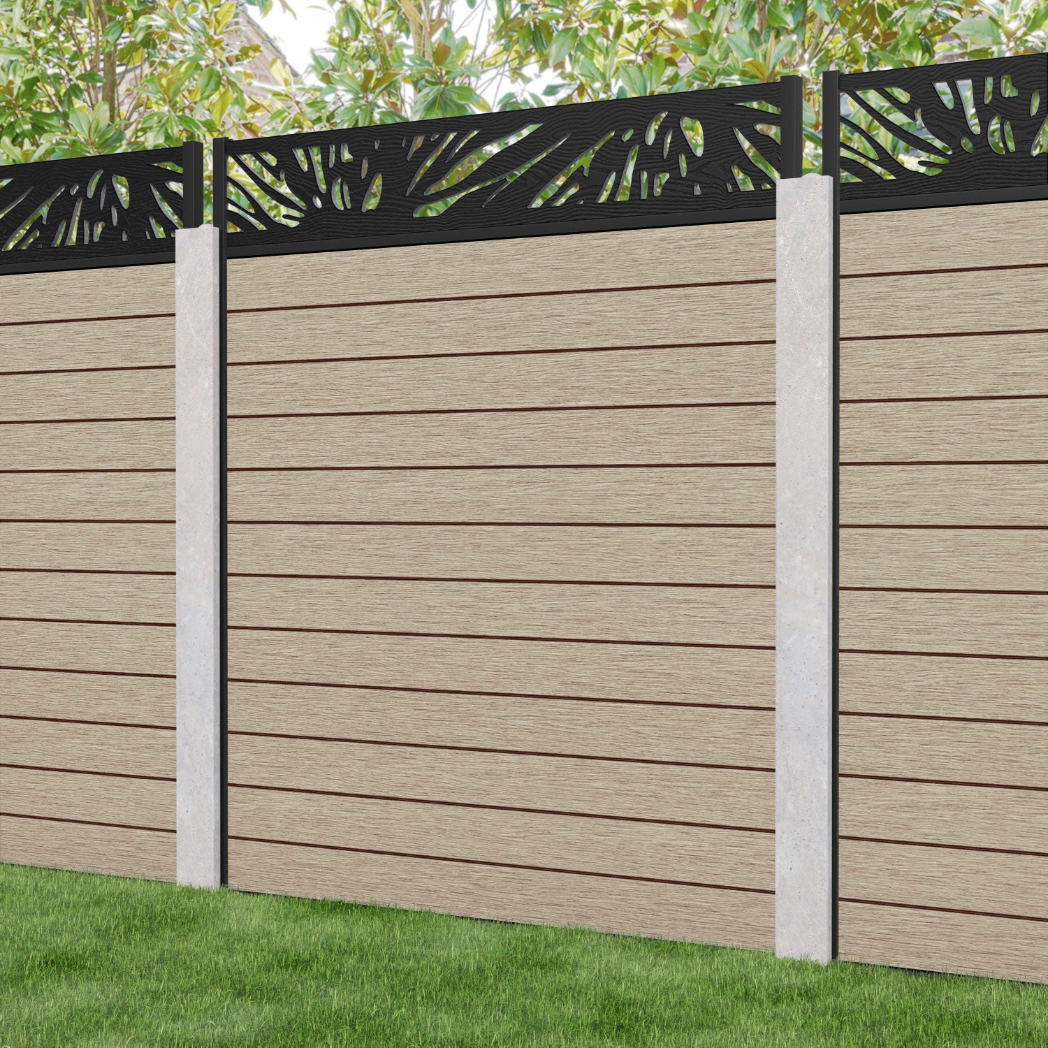 Fusion Poppy Fence Panel - Light Oak - for existing concrete posts