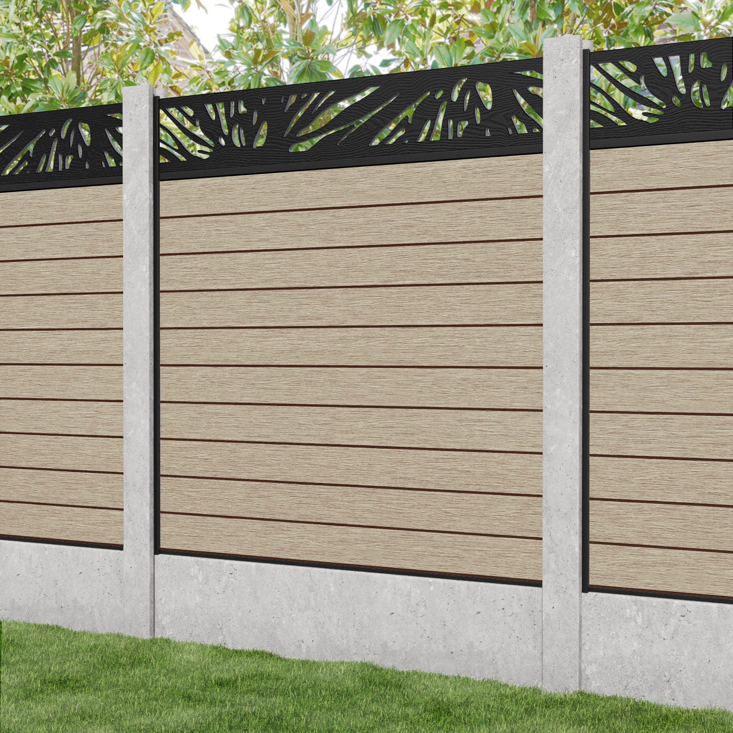 Fusion Poppy Fence Panel - Light Oak - for existing concrete posts