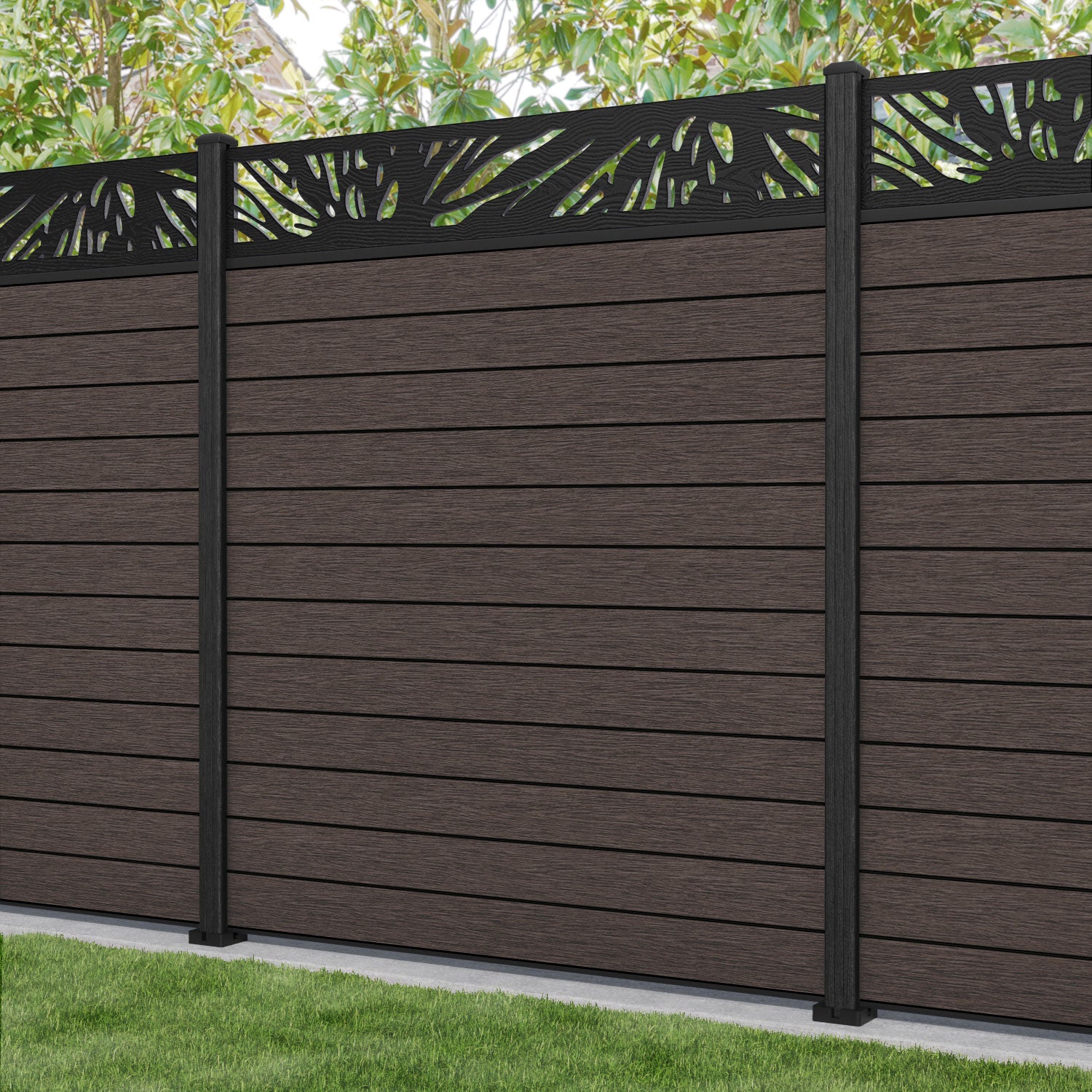 Fusion Poppy Fence Panel - Mid Brown - with our composite posts