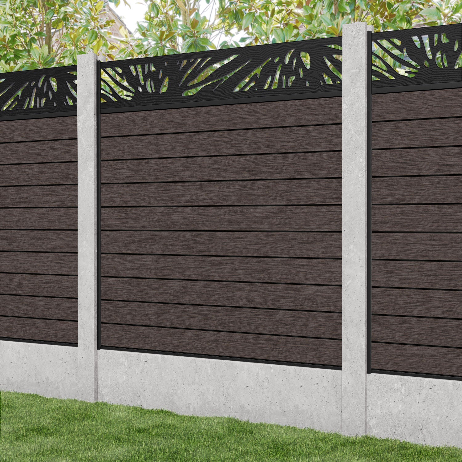 Fusion Poppy Fence Panel - Mid Brown - for existing concrete posts