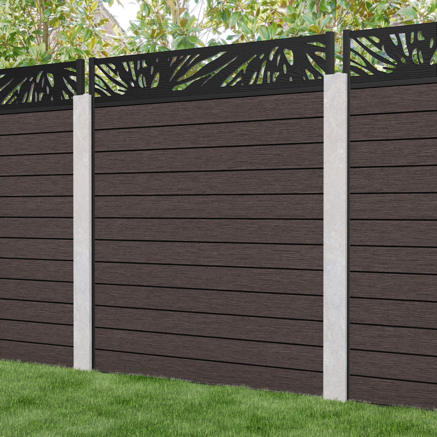 Fusion Poppy Fence Panel - Mid Brown - for existing concrete posts