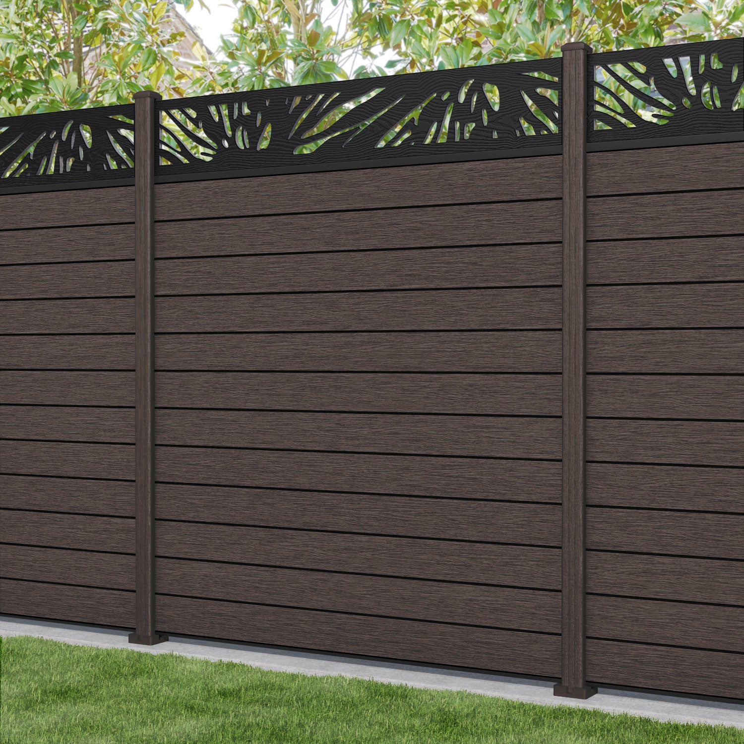 Fusion Poppy Fence Panel - Mid Brown - with our composite posts