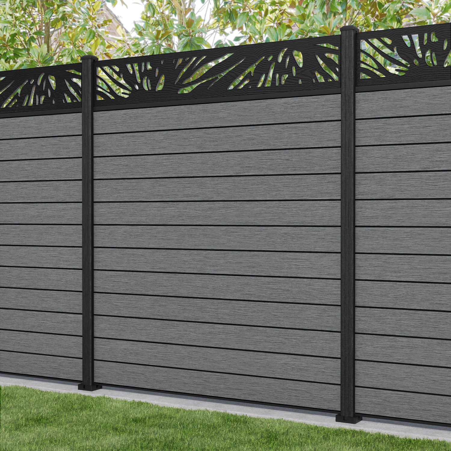 Fusion Poppy Fence Panel - Mid Grey - with our composite posts