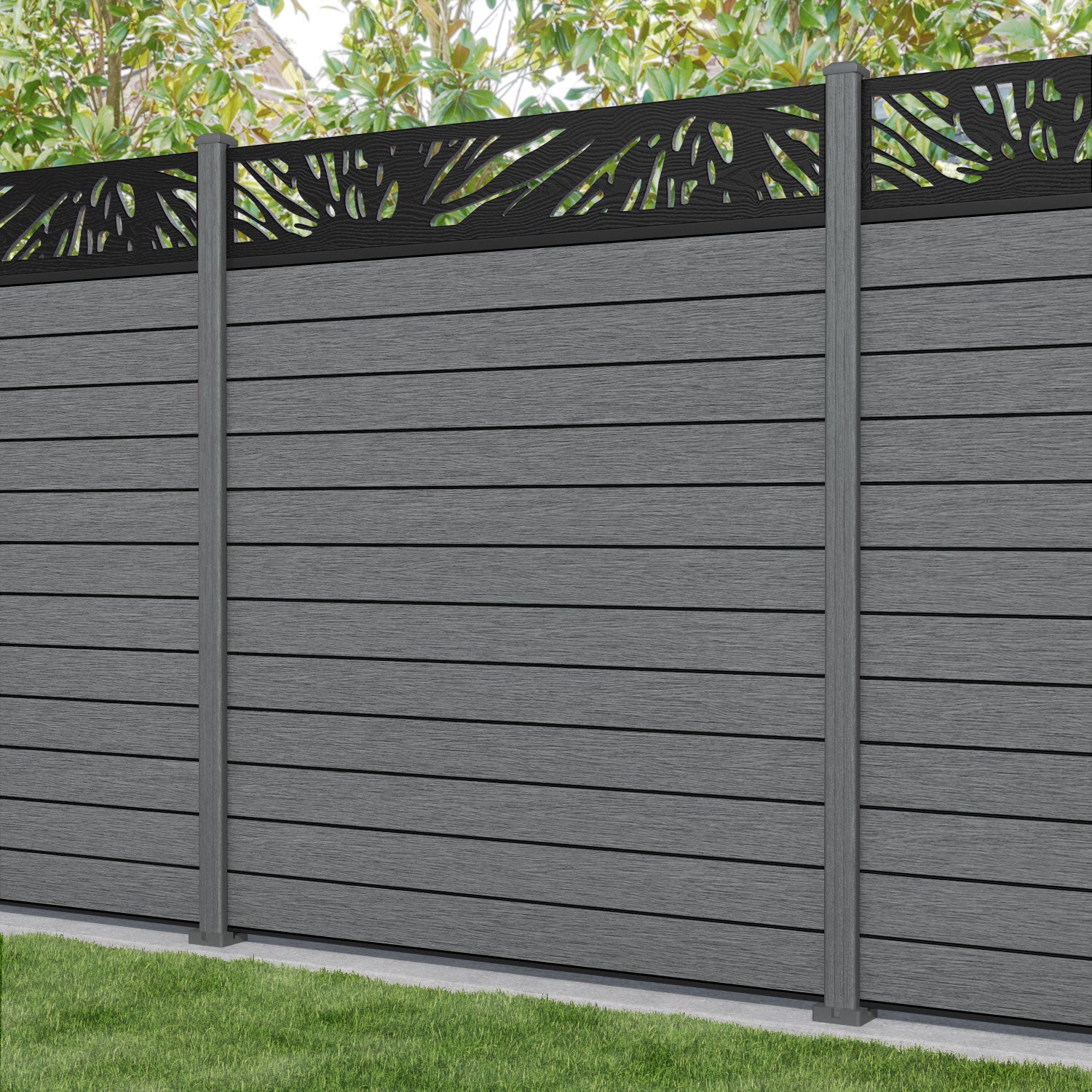 Fusion Poppy Fence Panel - Mid Grey - with our composite posts