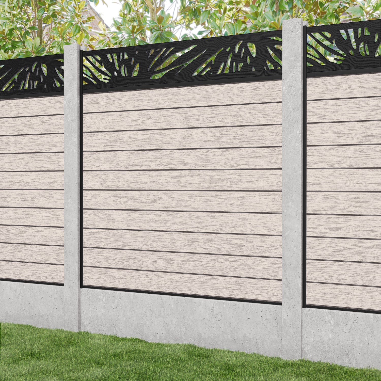 Fusion Poppy Fence Panel - Mid Stone - for existing concrete posts