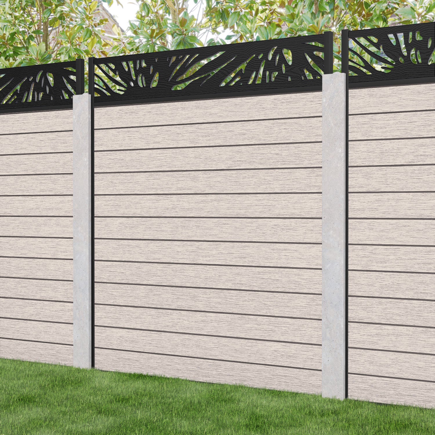 Fusion Poppy Fence Panel - Mid Stone - for existing concrete posts