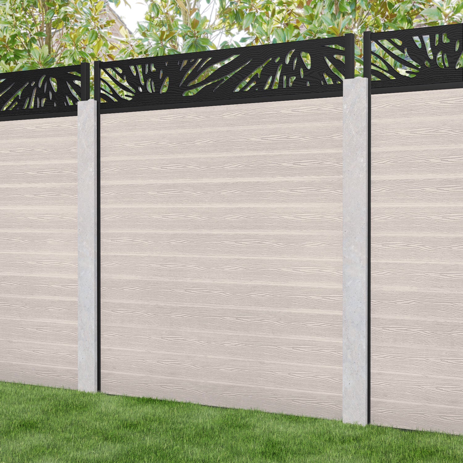 Classic Poppy Fence Panel - Mid Stone - for existing concrete posts