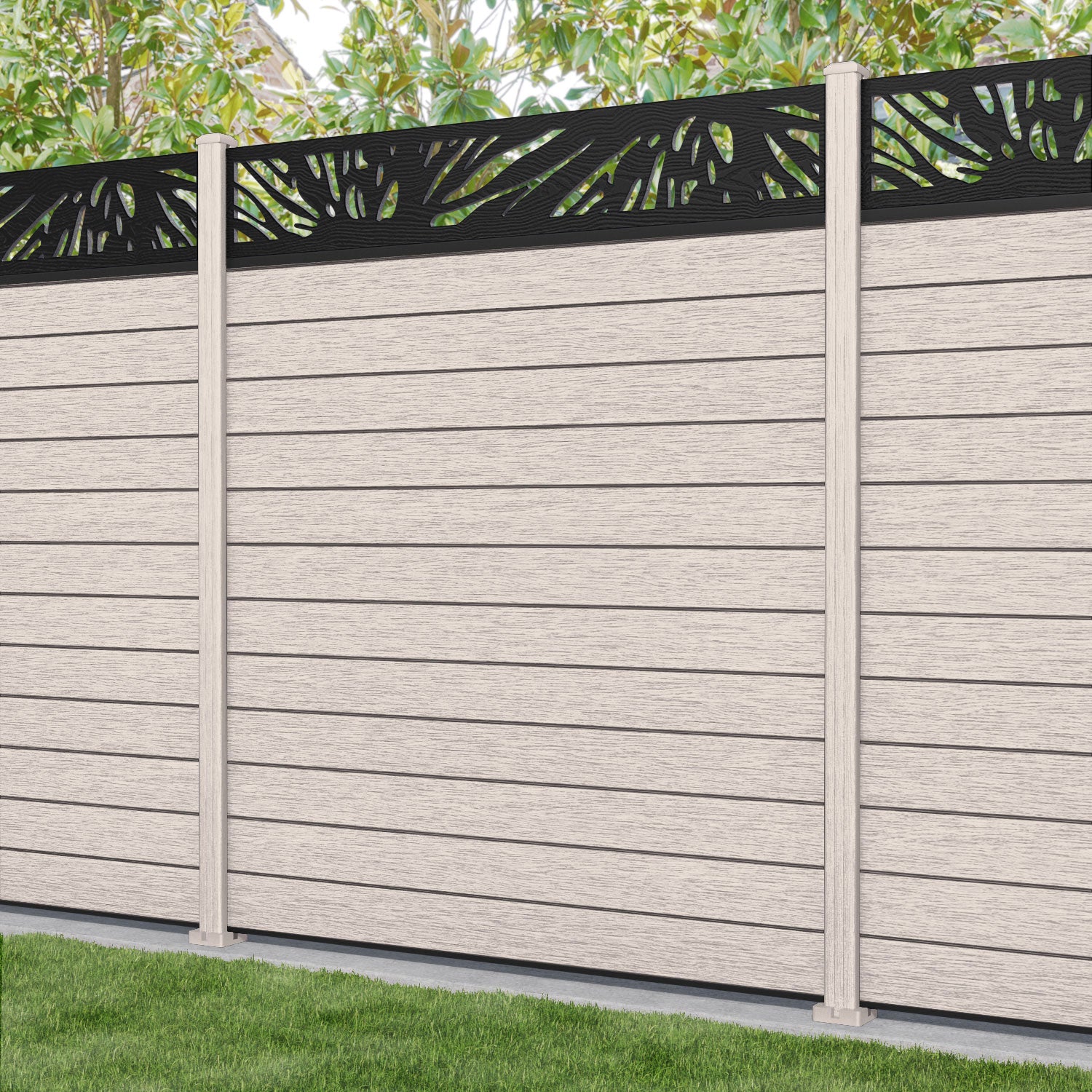 Fusion Poppy Fence Panel - Mid Stone - with our composite posts