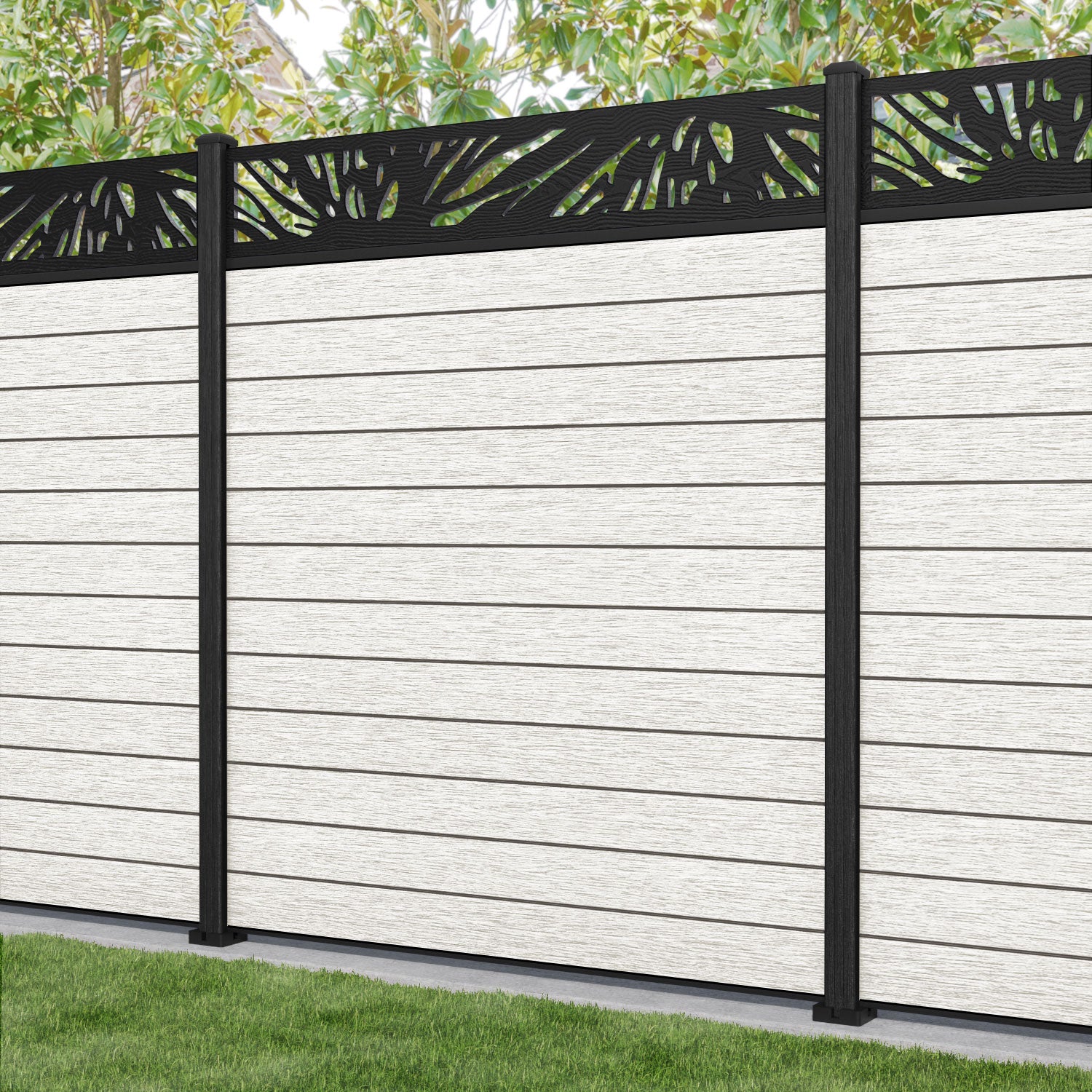 Fusion Poppy Fence Panel - Light Stone - with our composite posts