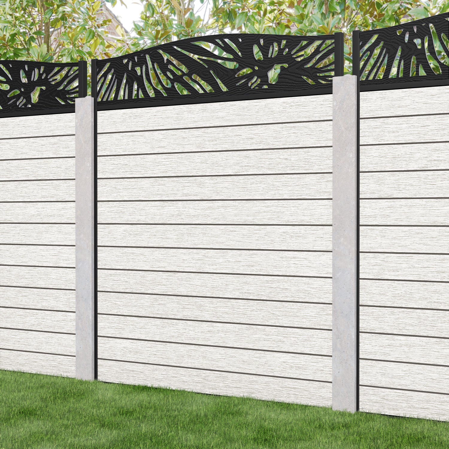 Fusion Poppy Curved Top Fence Panel - Light Stone - for existing concrete posts