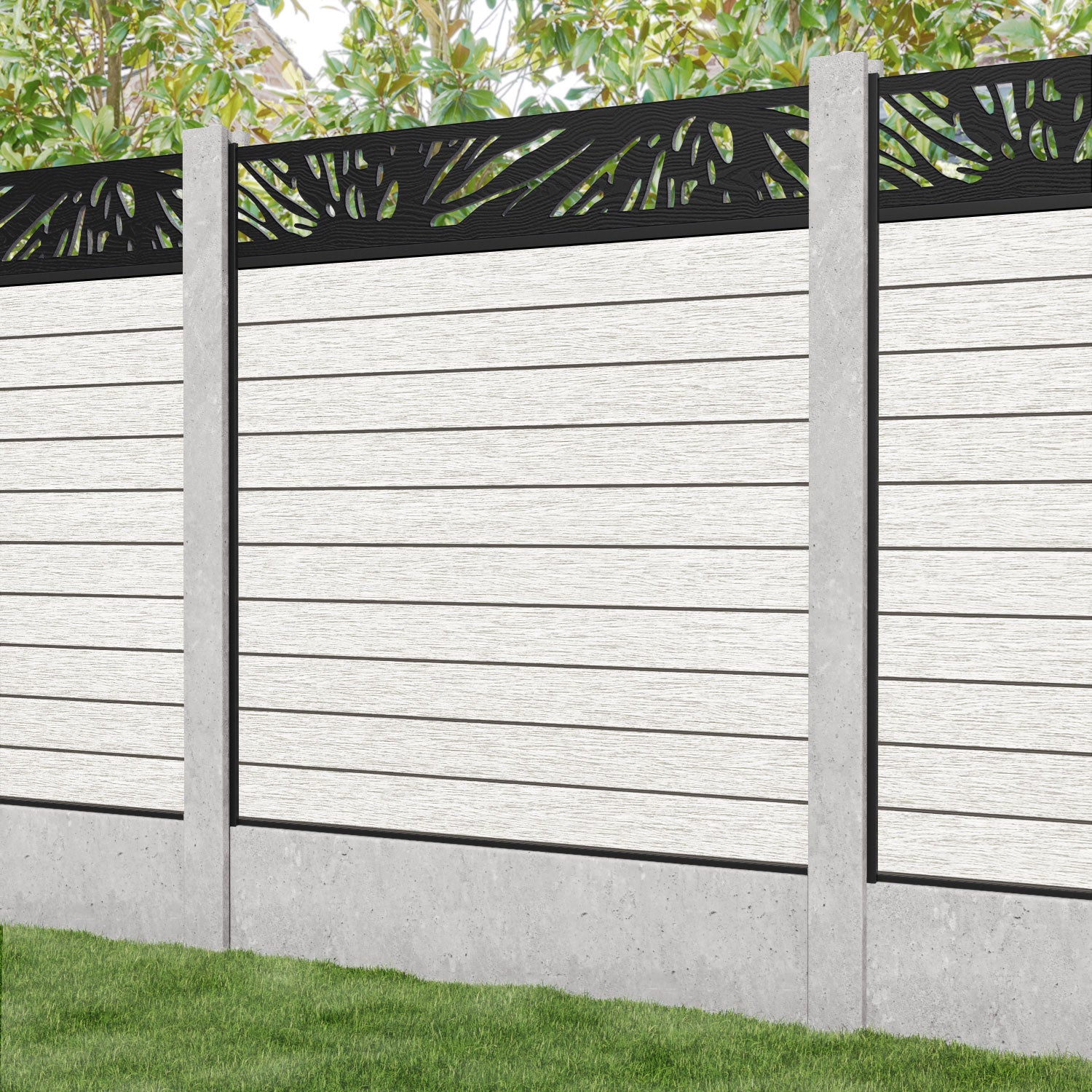 Fusion Poppy Fence Panel - Light Stone - for existing concrete posts