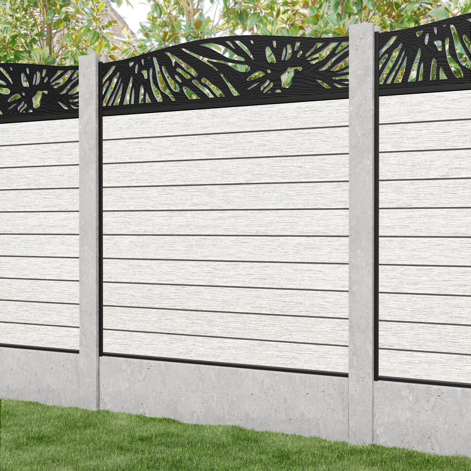 Fusion Poppy Curved Top Fence Panel - Light Stone - for existing concrete posts