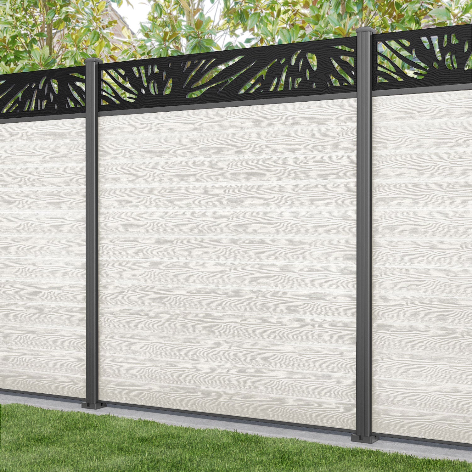 Classic Poppy Fence Panel - Light Stone - with our aluminium posts