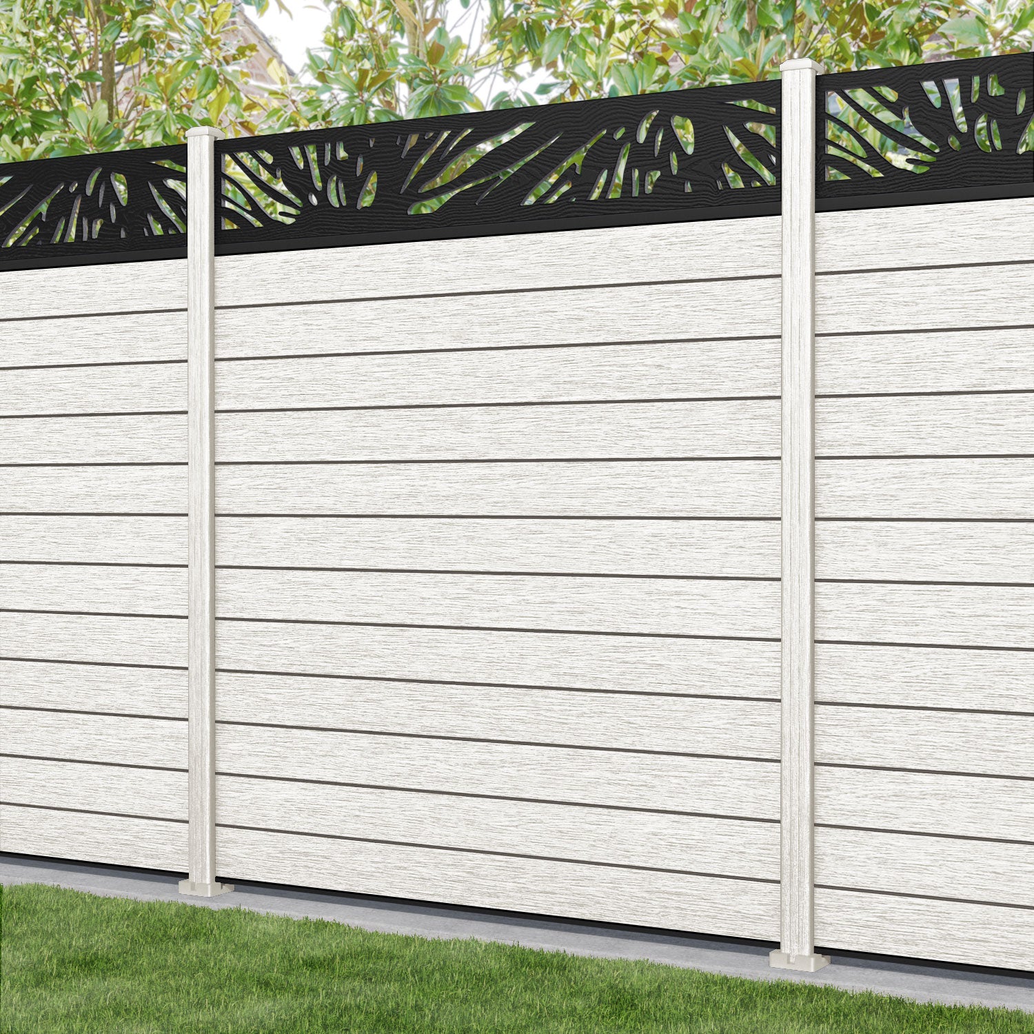 Fusion Poppy Fence Panel - Light Stone - with our composite posts