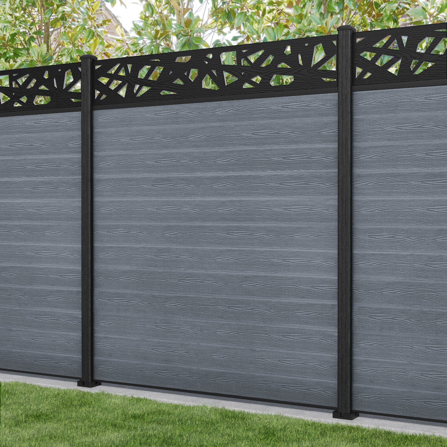 Classic Prism Fence Panel - Anthracite - with our composite posts