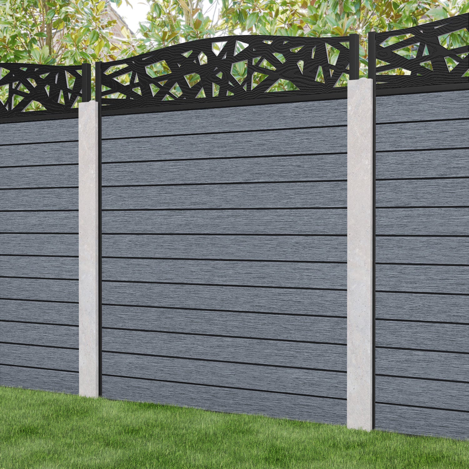 Fusion Prism Curved Top Fence Panel - Anthracite - for existing concrete posts