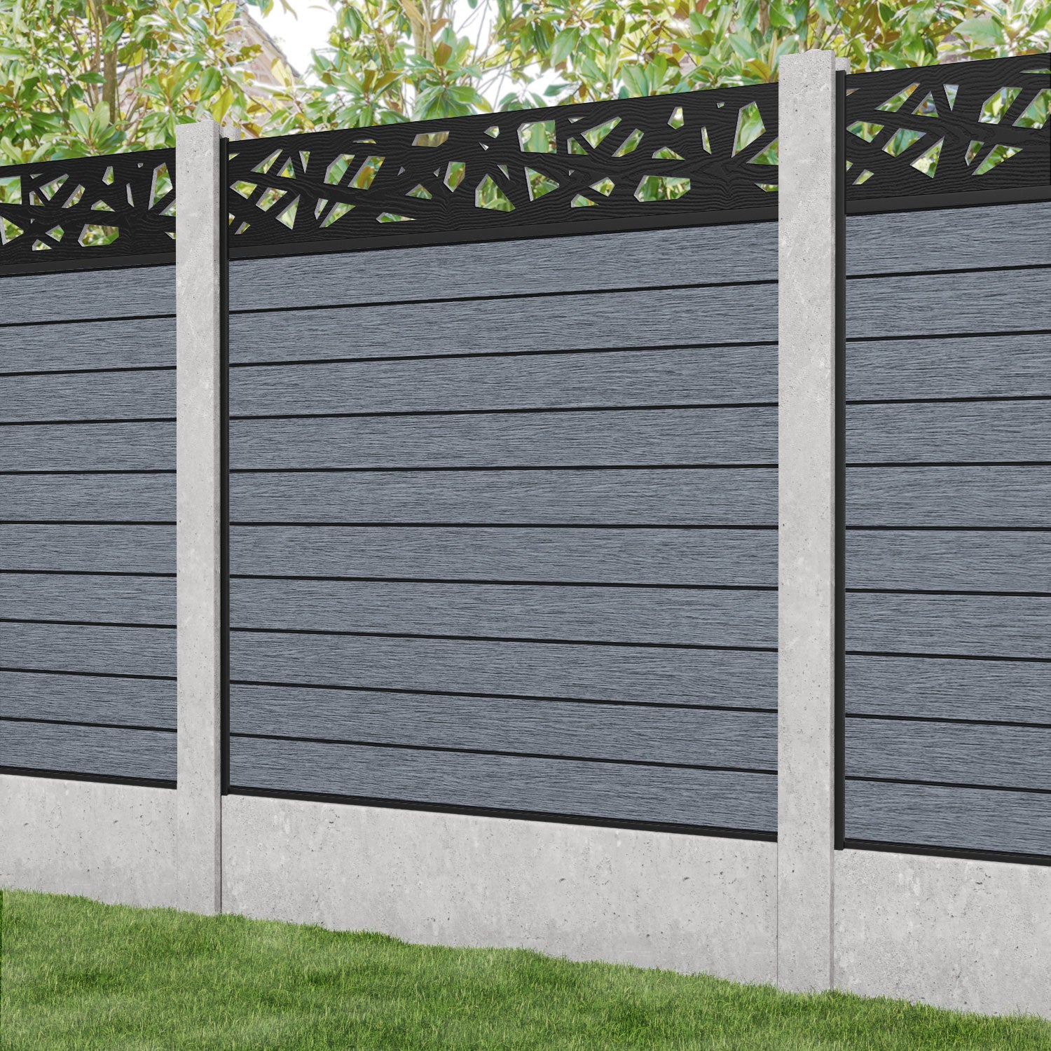 Fusion Prism Fence Panel - Anthracite - for existing concrete posts