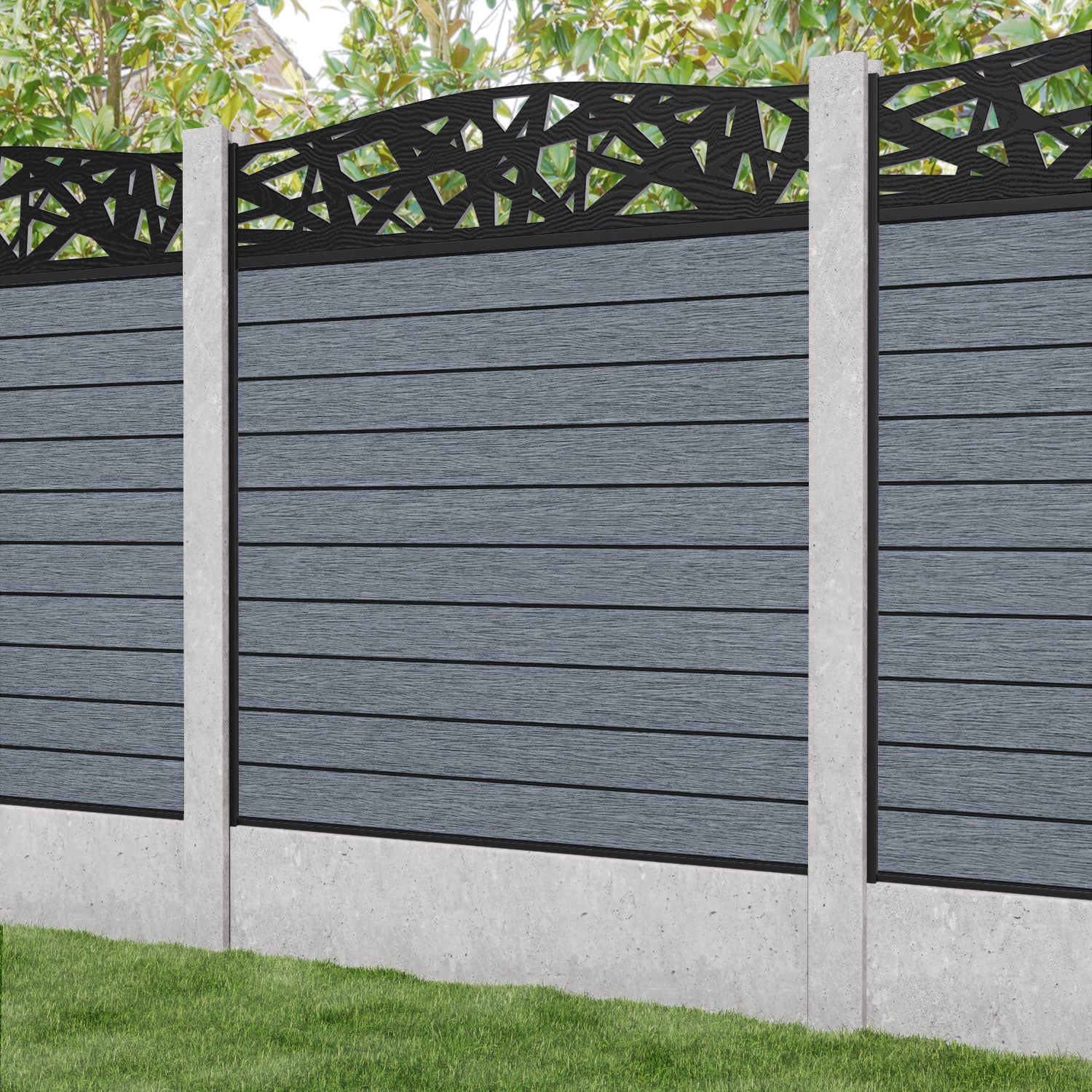 Fusion Prism Curved Top Fence Panel - Anthracite - for existing concrete posts