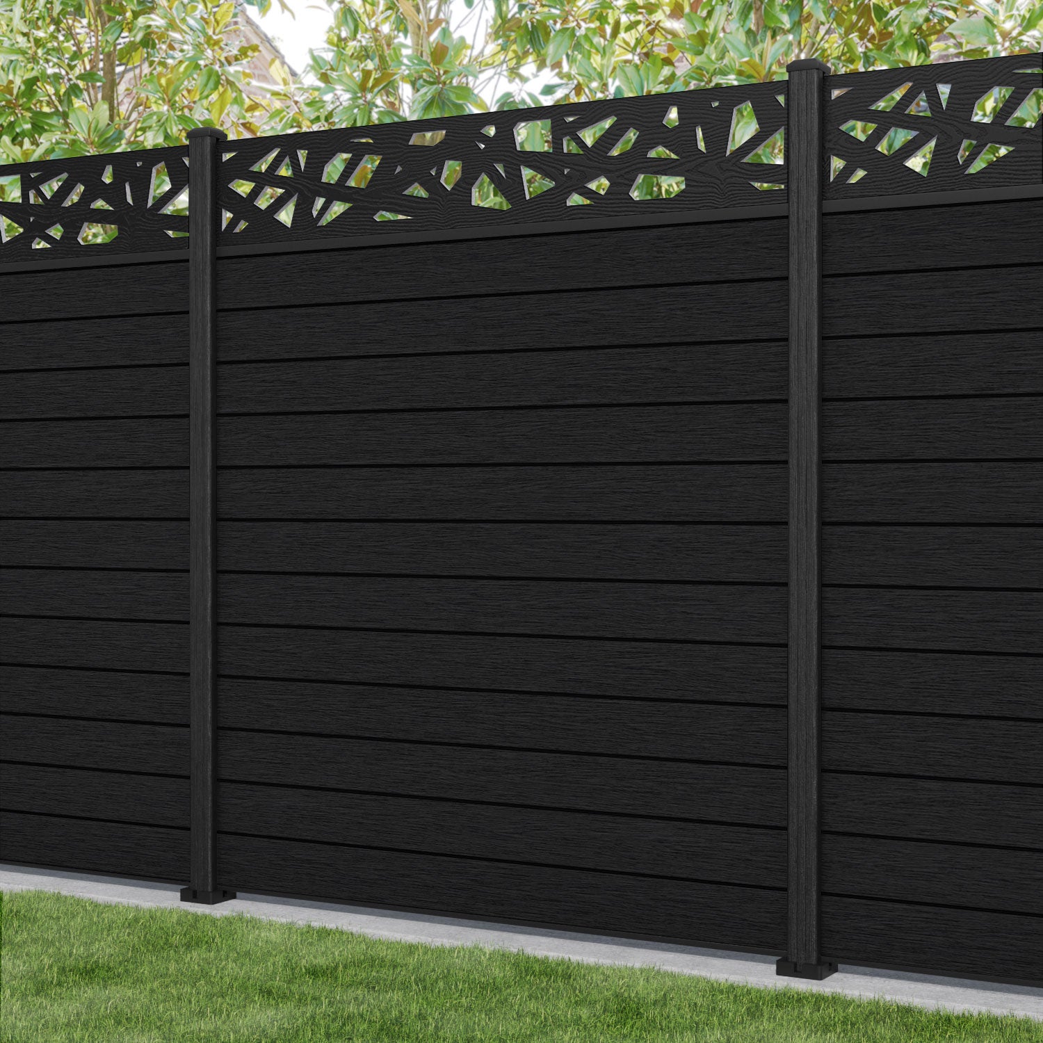Fusion Prism Fence Panel - Black - with our composite posts