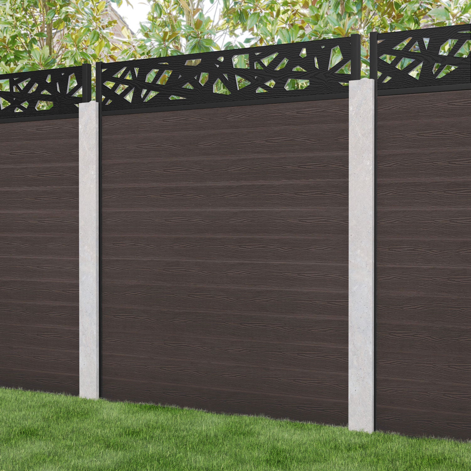 Classic Prism Fence Panel - Mid Brown - for existing concrete posts