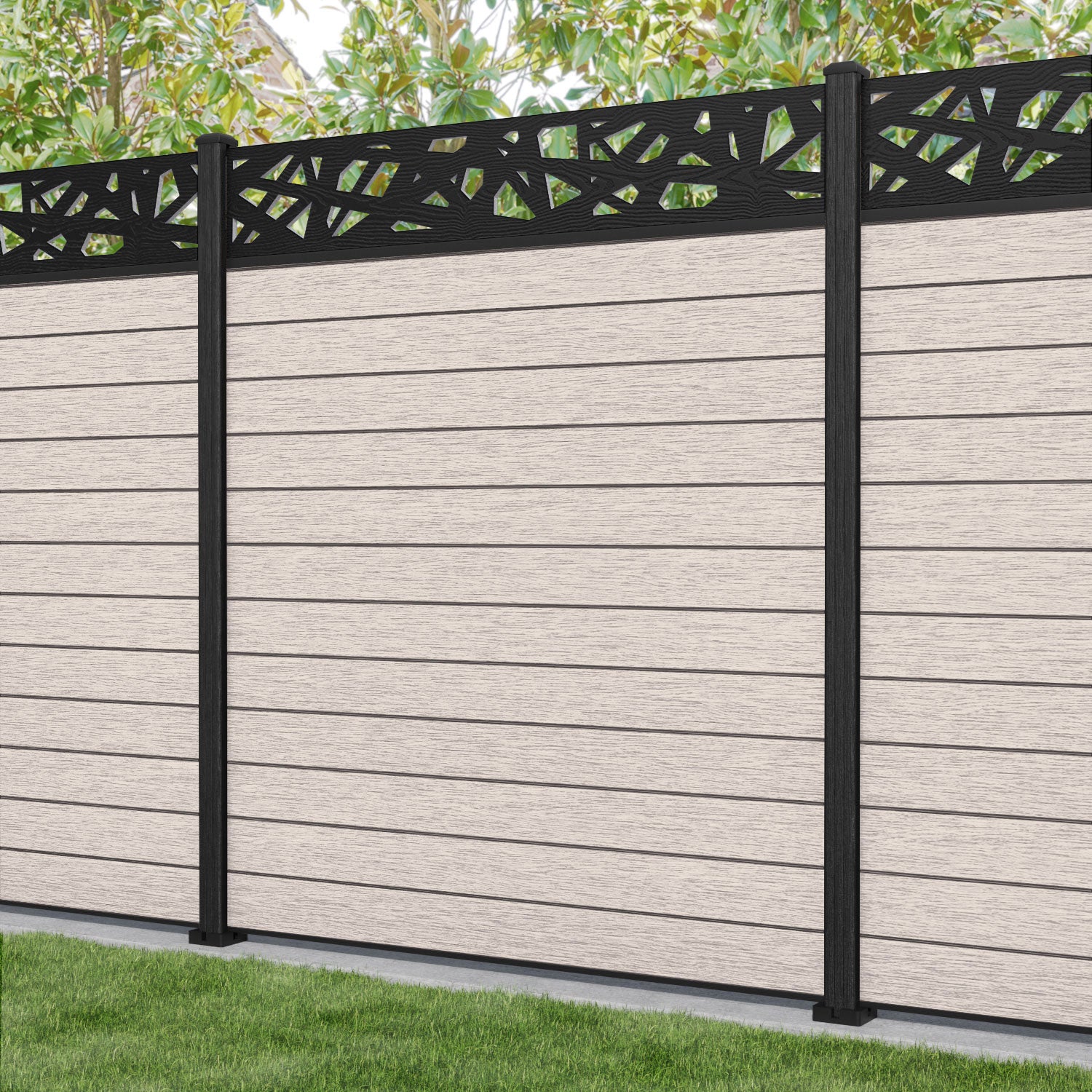 Fusion Prism Fence Panel - Mid Stone - with our composite posts