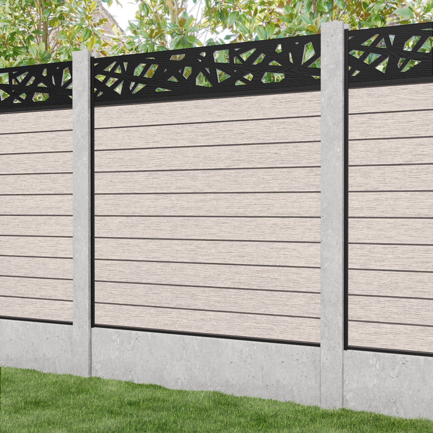 Fusion Prism Fence Panel - Mid Stone - for existing concrete posts