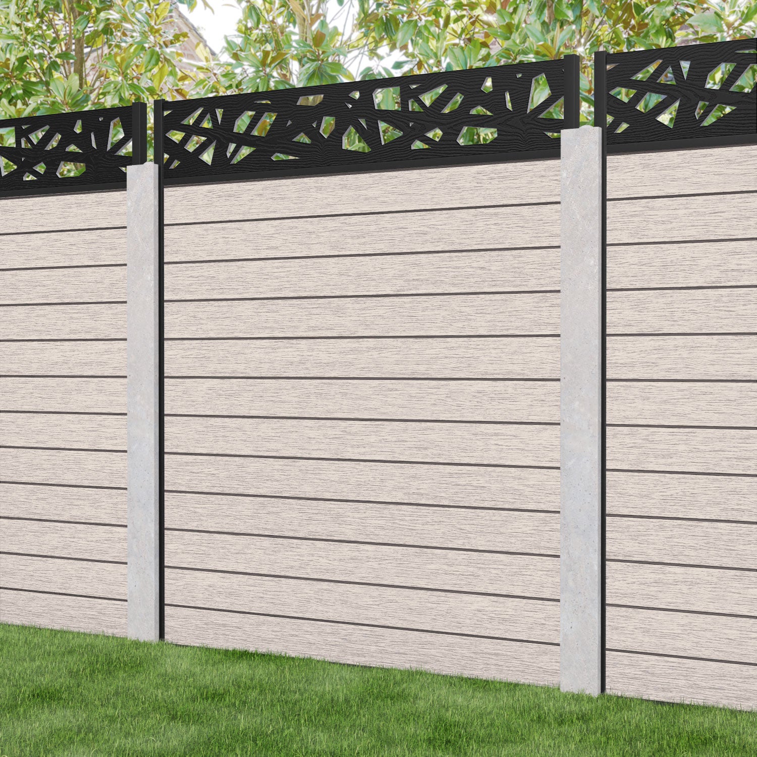 Fusion Prism Fence Panel - Mid Stone - for existing concrete posts