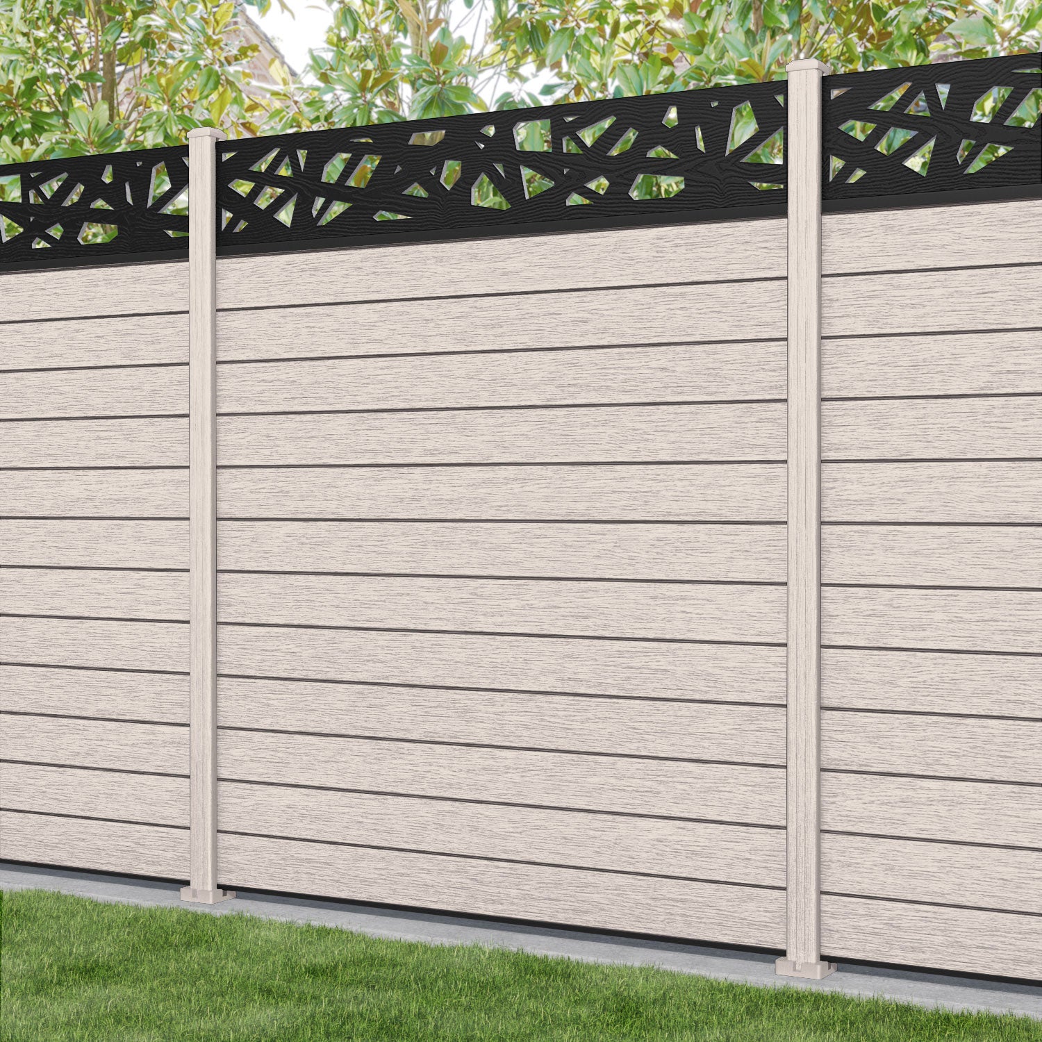 Fusion Prism Fence Panel - Mid Stone - with our composite posts