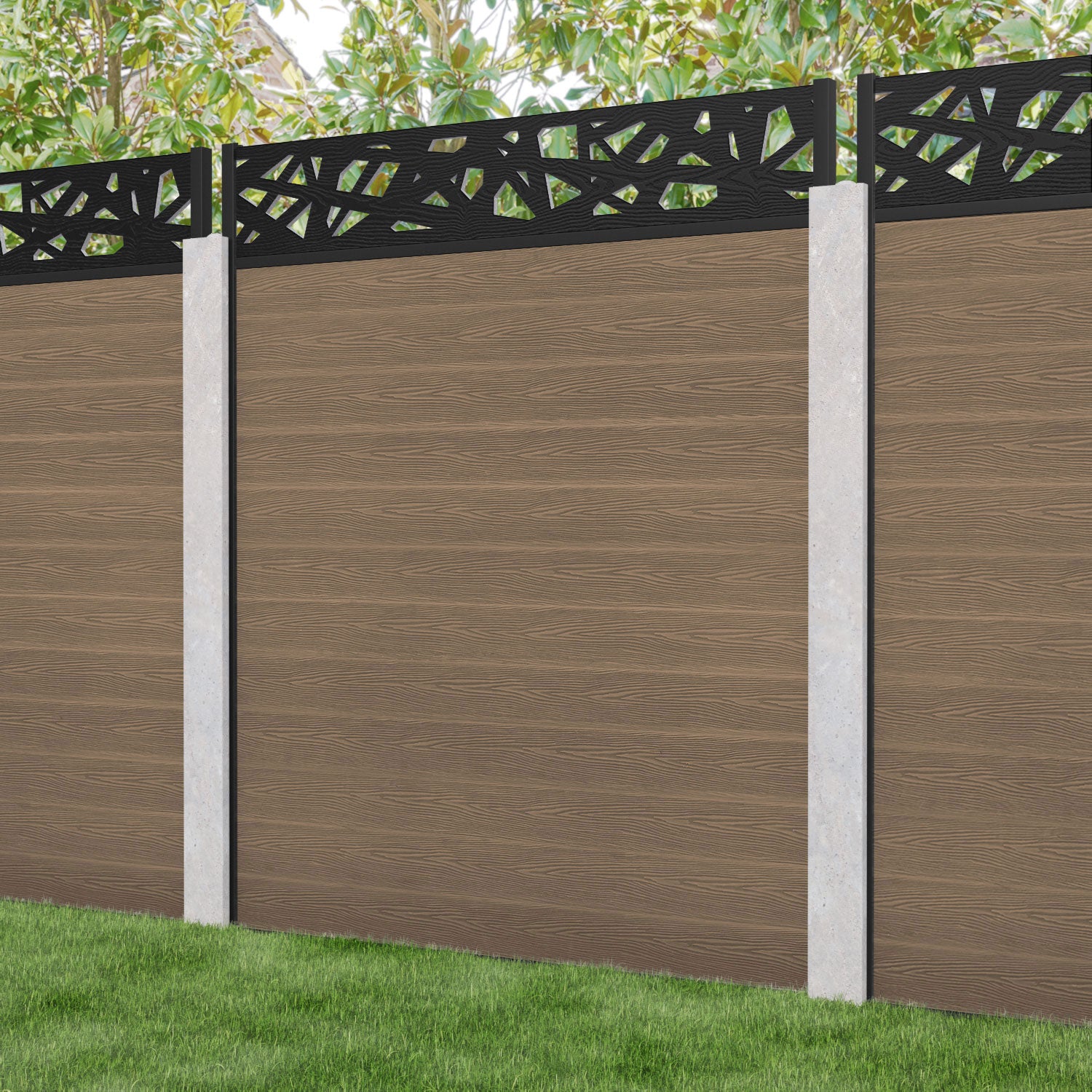 Classic Prism Fence Panel - Teak  - for existing concrete posts