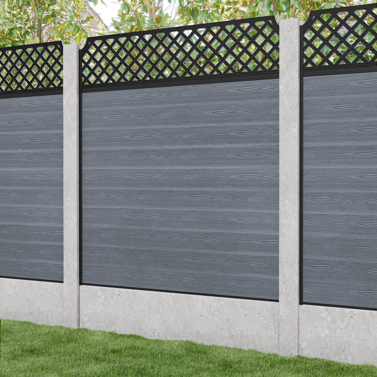 Classic Regal Hive Fence Panel - Anthracite - for existing concrete posts