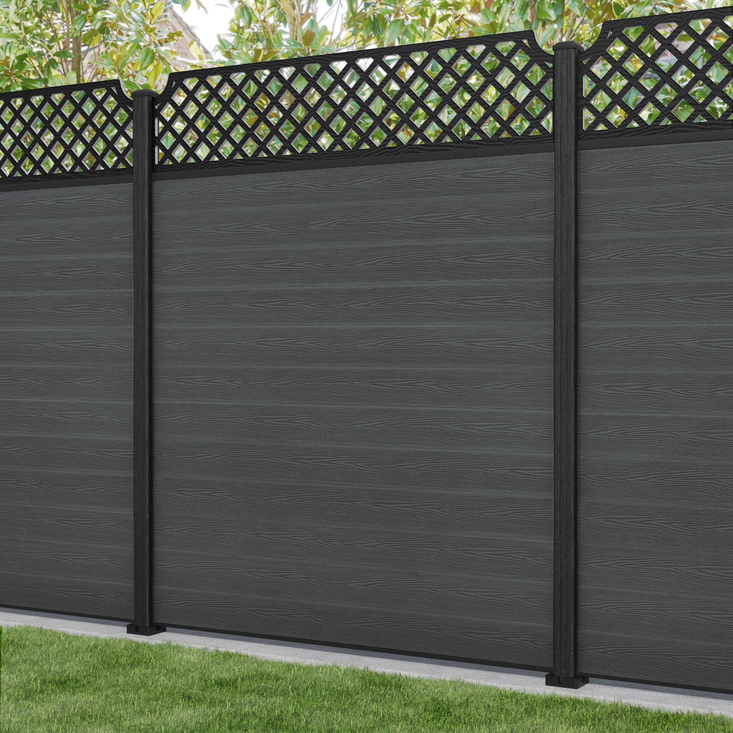 Classic Regal Hive Fence Panel - Dark Grey - with our composite posts