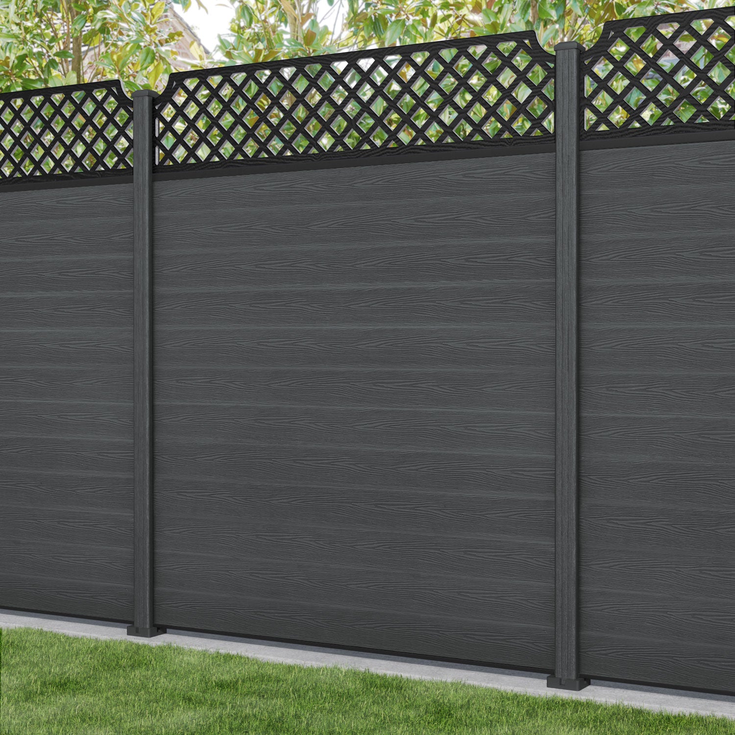 Classic Regal Hive Fence Panel - Dark Grey - with our composite posts