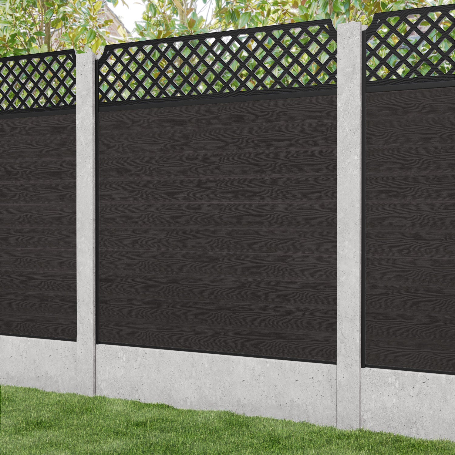 Classic Regal Hive Fence Panel - Dark Oak - for existing concrete posts