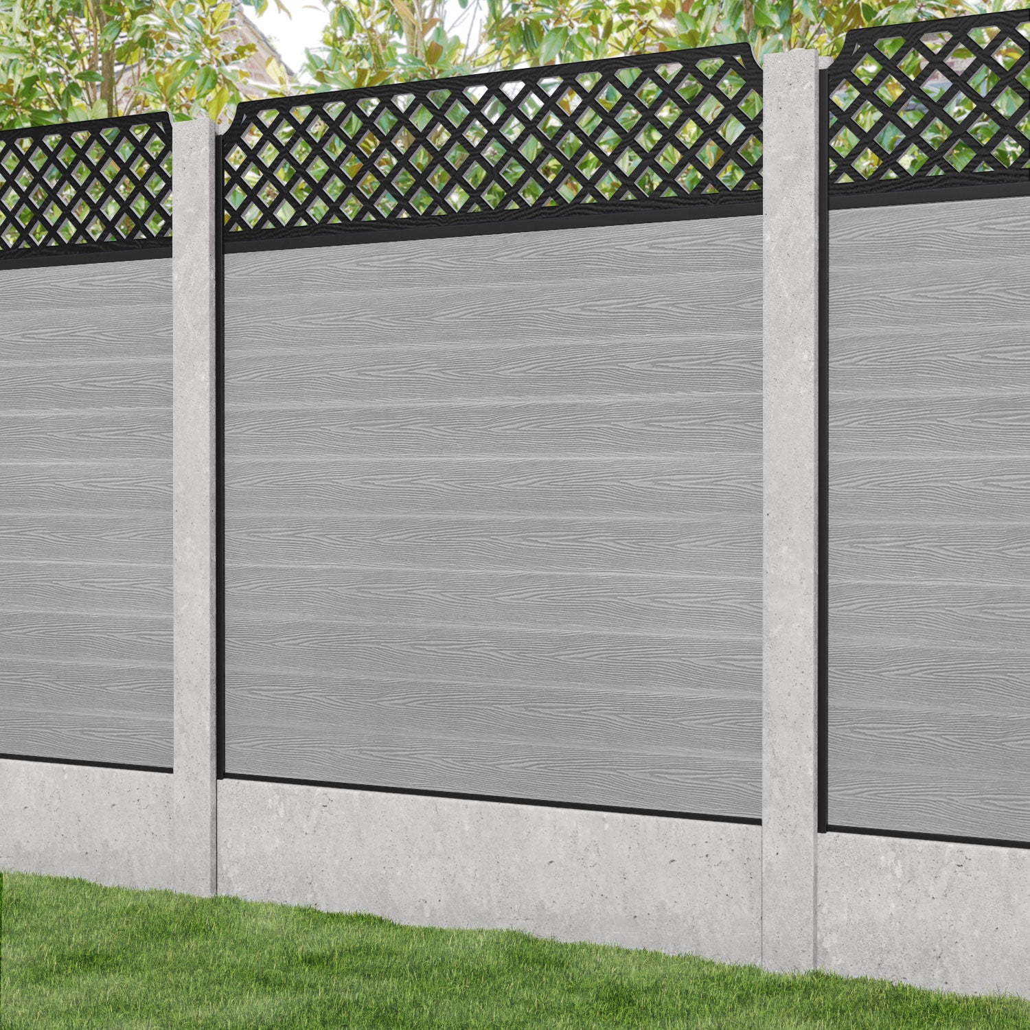 Classic Regal Hive Fence Panel - Light Grey - for existing concrete posts