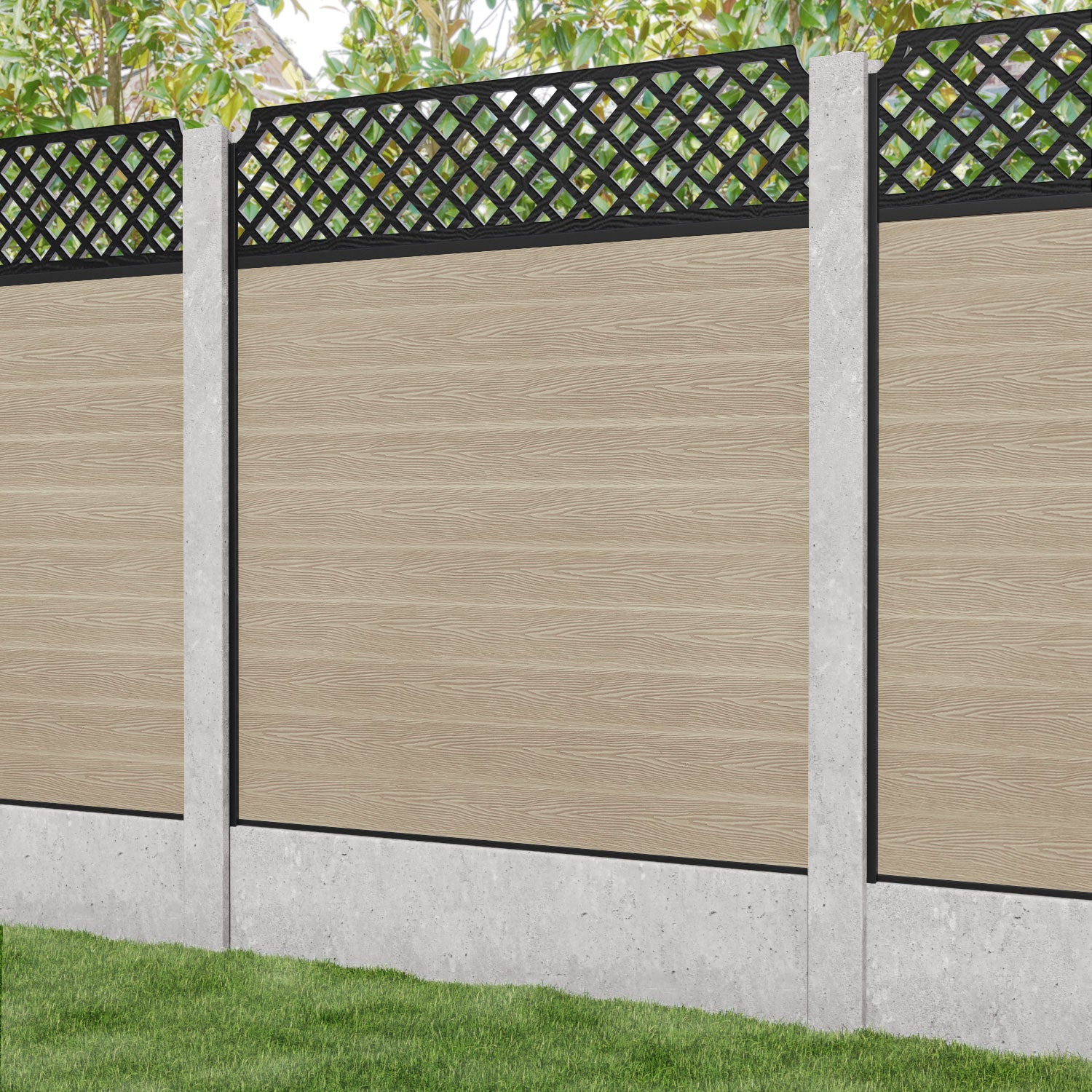 Classic Regal Hive Fence Panel - Light Oak - for existing concrete posts