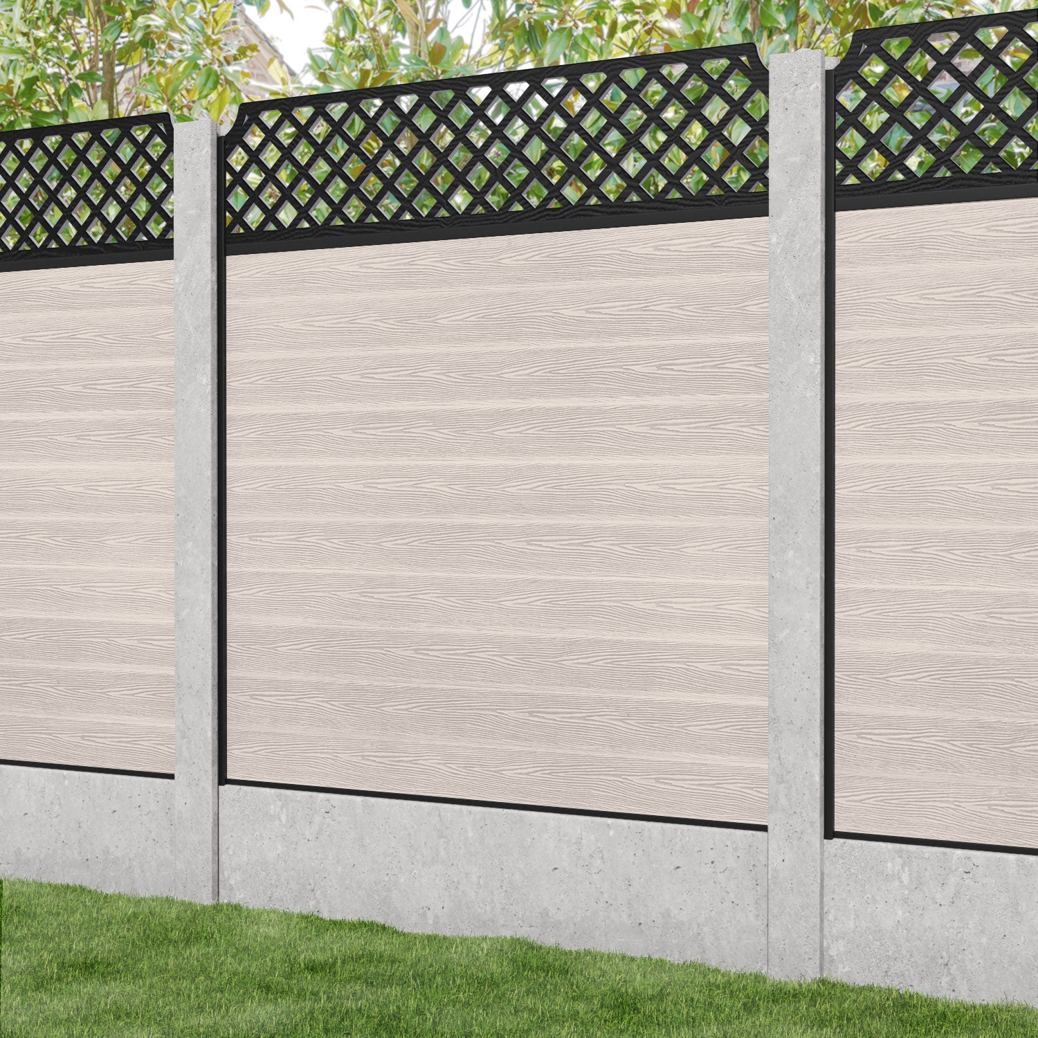 Classic Regal Hive Fence Panel - Mid Stone - for existing concrete posts