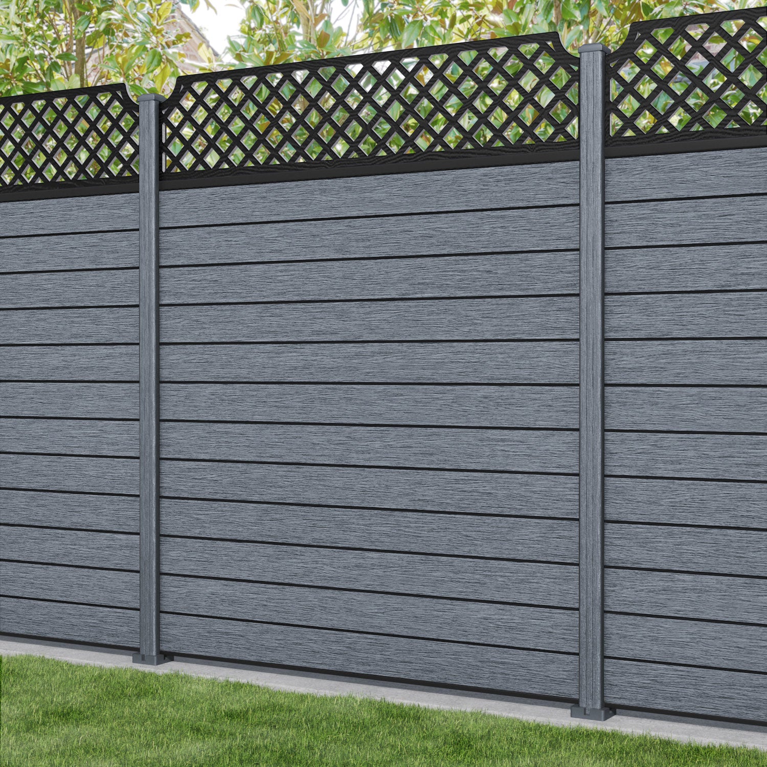 Fusion Regal Hive Fence Panel - Anthracite - with our composite posts