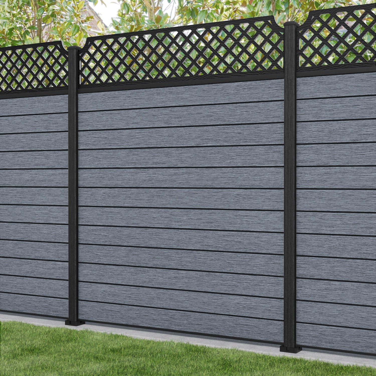 Fusion Regal Hive Fence Panel - Anthracite - with our composite posts