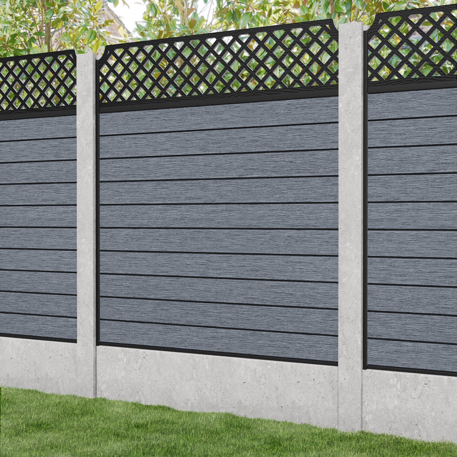 Fusion Regal Hive Fence Panel - Anthracite - for existing concrete posts