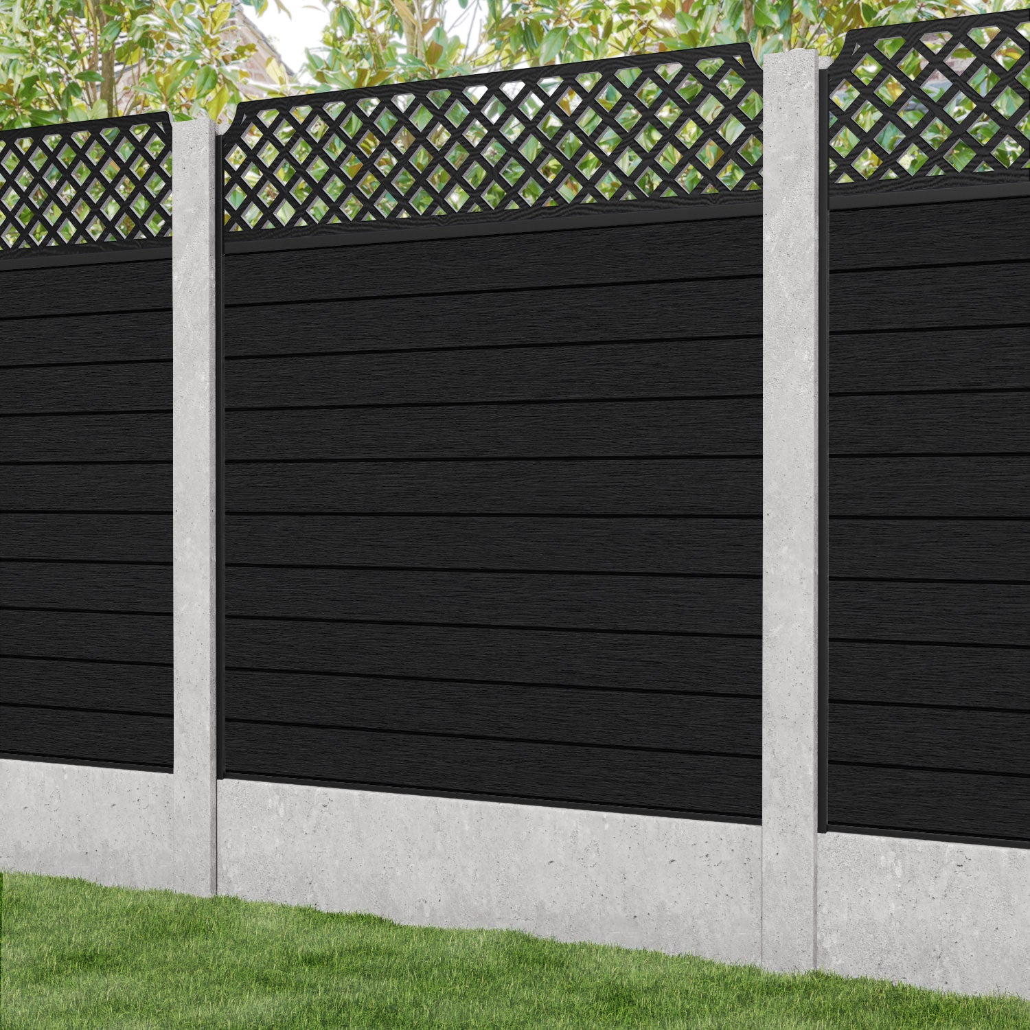 Fusion Regal Hive Fence Panel - Black - for existing concrete posts