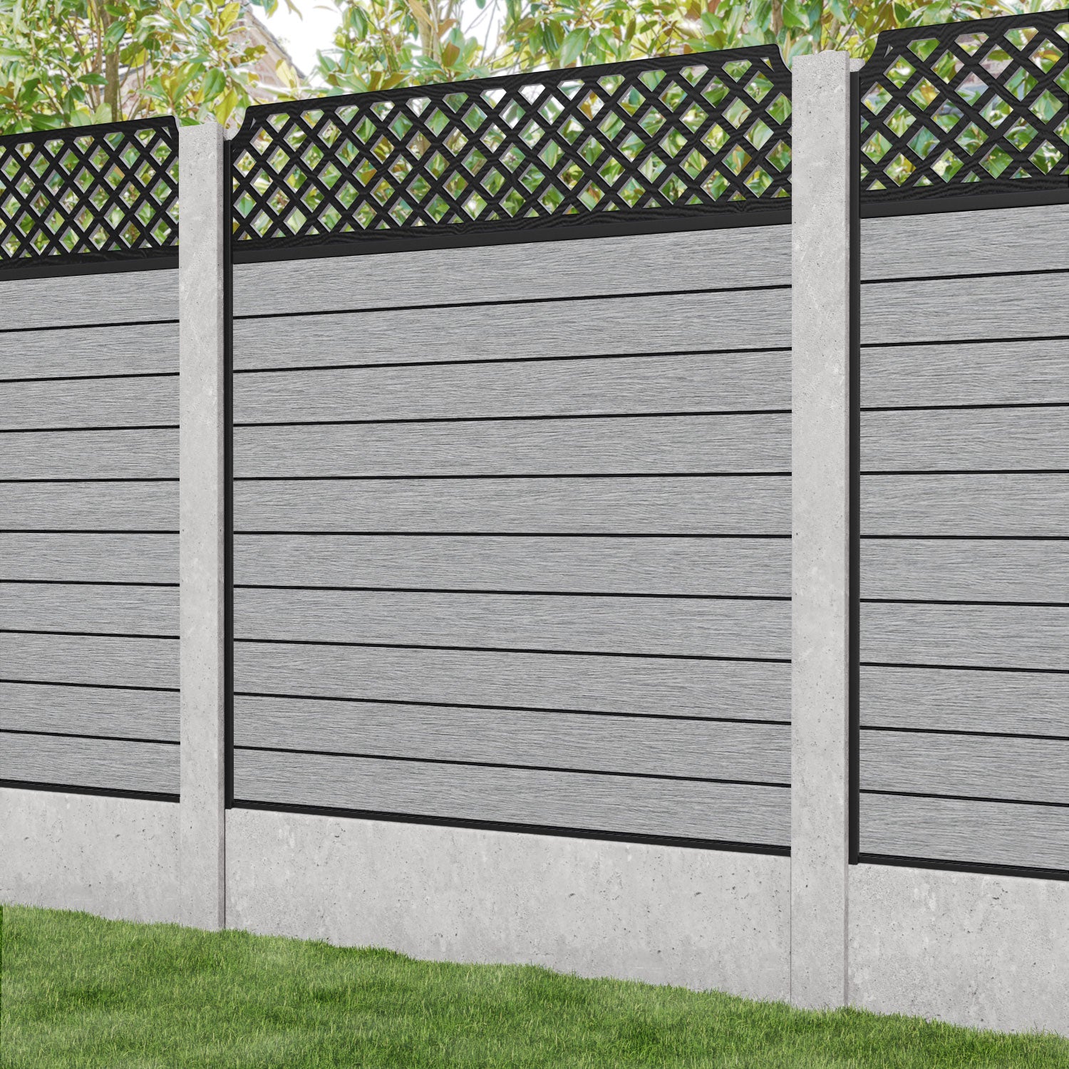 Fusion Regal Hive Fence Panel - Light Grey - for existing concrete posts
