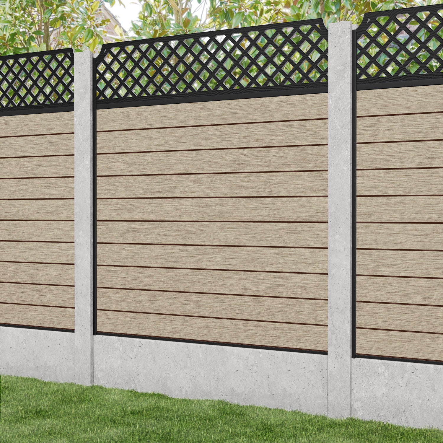 Fusion Regal Hive Fence Panel - Light Oak - for existing concrete posts