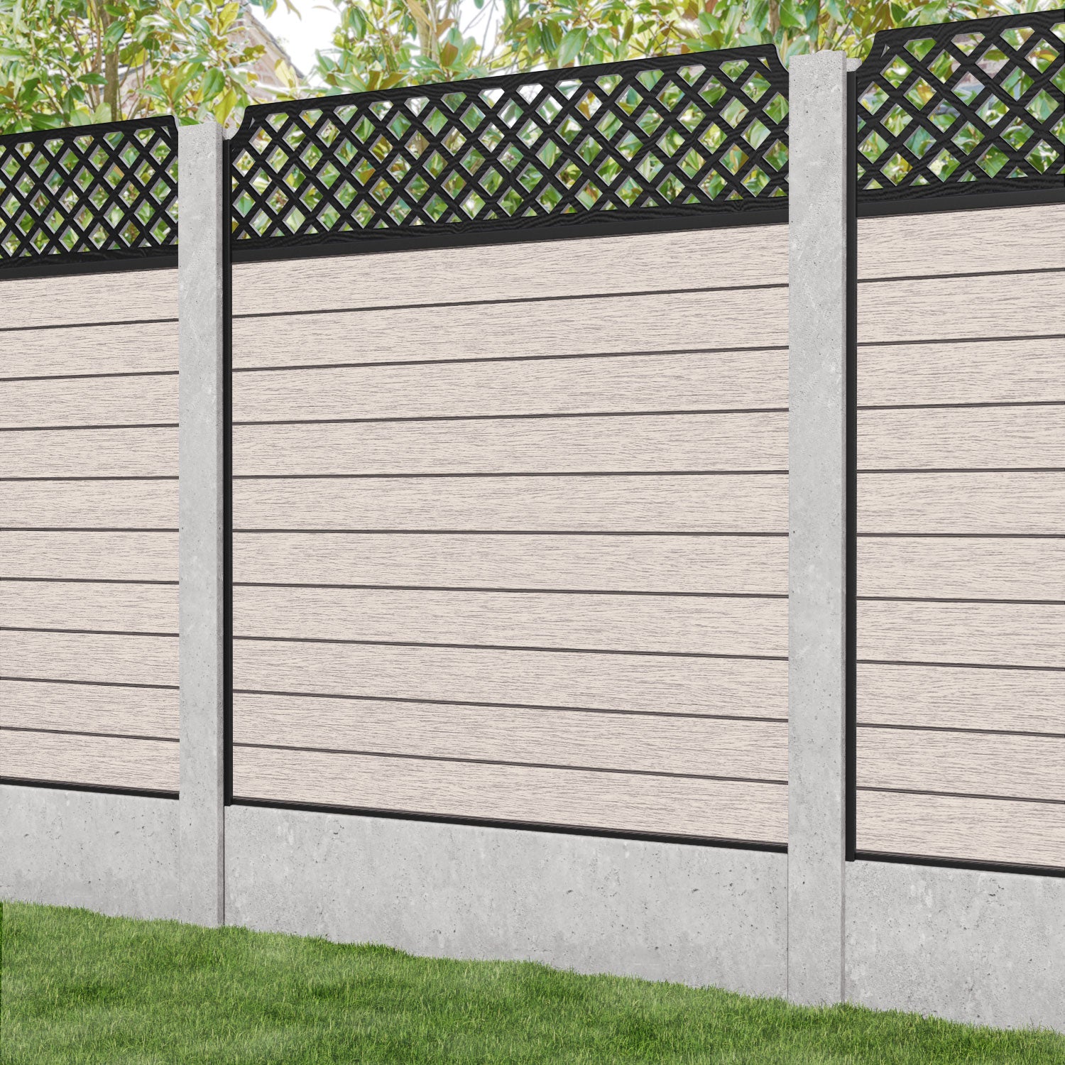 Fusion Regal Hive Fence Panel - Mid Stone - for existing concrete posts